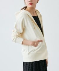 綿100％Wジップフード付きスウェットパーカー