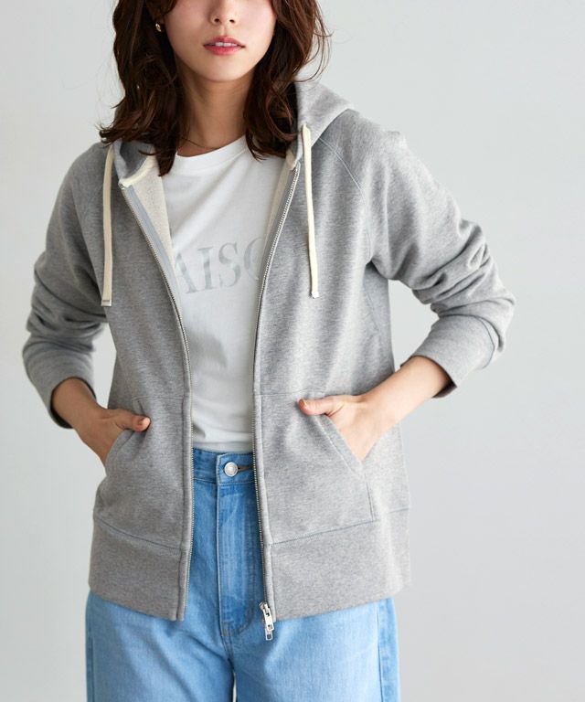 綿100％Wジップフード付きスウェットパーカー【スピード配送】