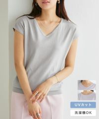 選べる2ネックシルクタッチフレンチスリーブニット