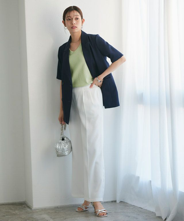 167cm / ペールミント / Vネック / M