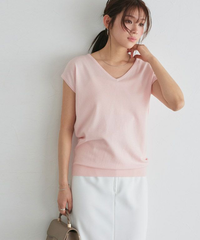 166cm / ライトピンク / Vネック / M