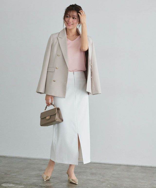 166cm / ライトピンク / Vネック / M