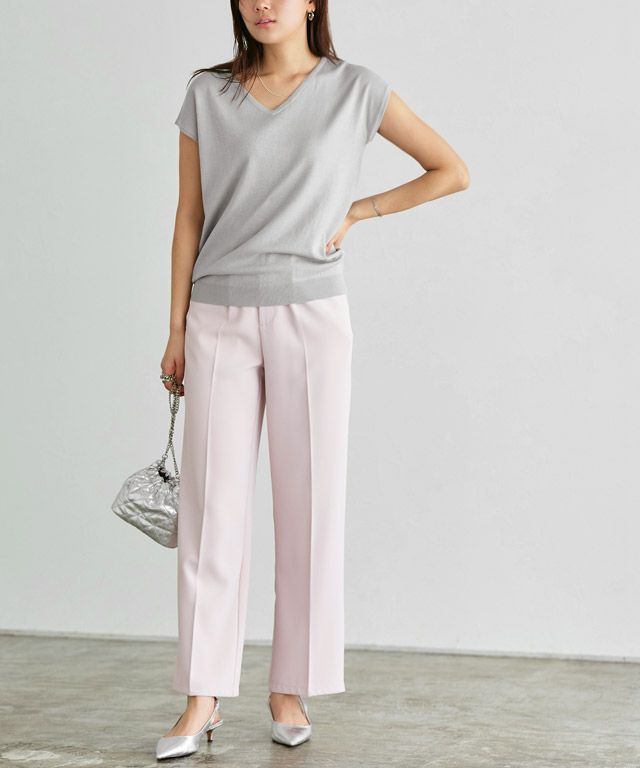 166cm / グレー / Vネック / M