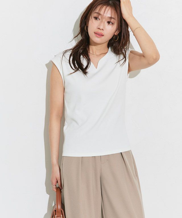 166cm / オフホワイト / キーネック / M