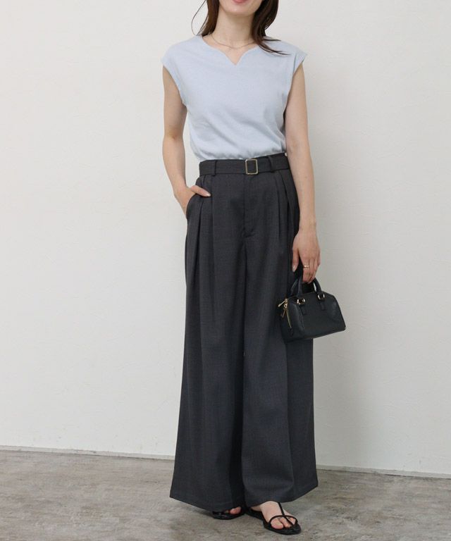 163cm / アイスブルー / キーネック / M