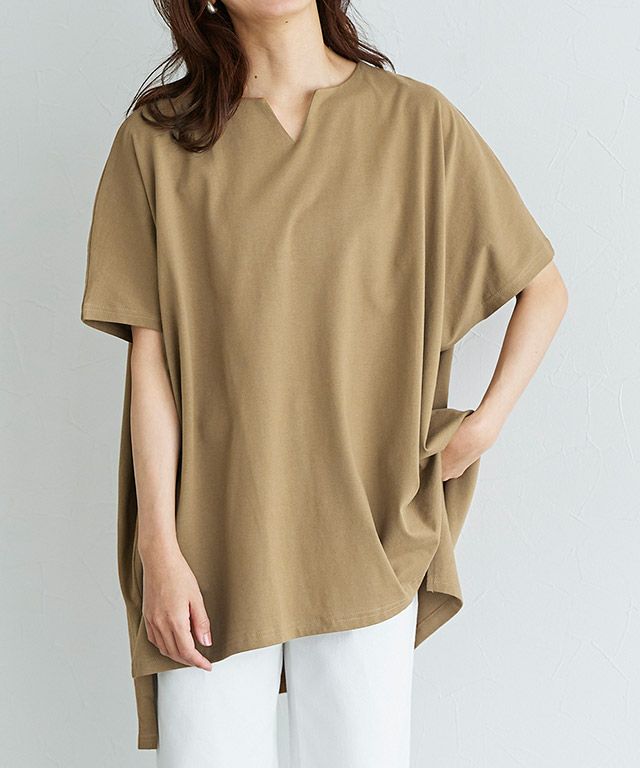 キーネックオーバーTシャツ