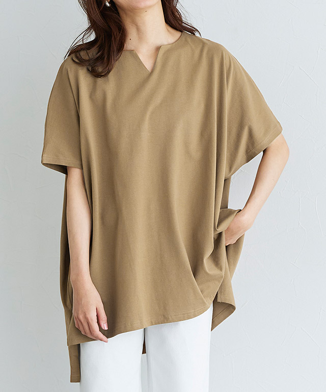 キーネックオーバーTシャツ