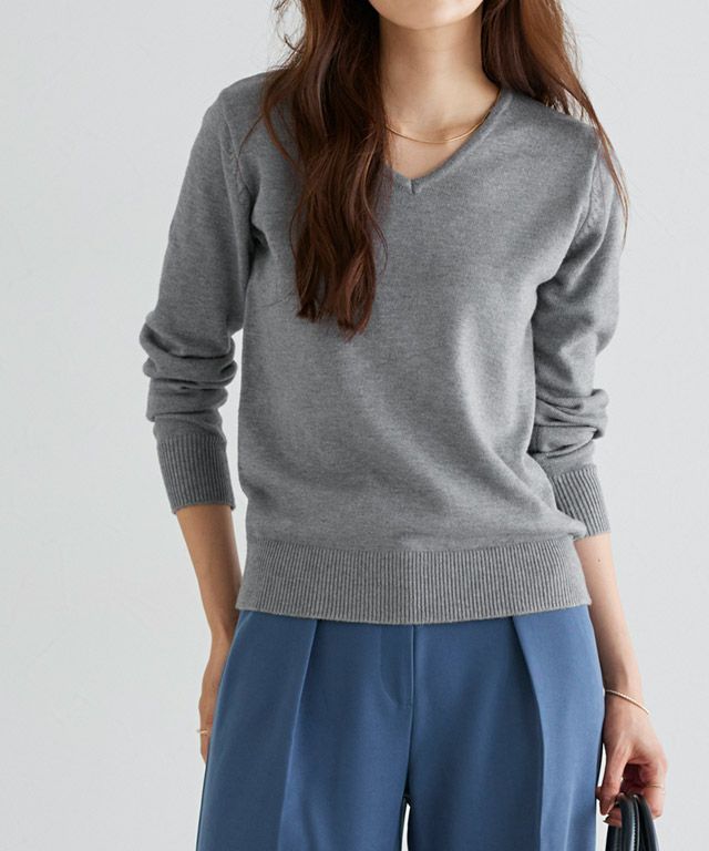 166cm / 杢チャコール / Vネック / M