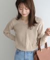 163cm / 杢ベージュ / Vネック / M