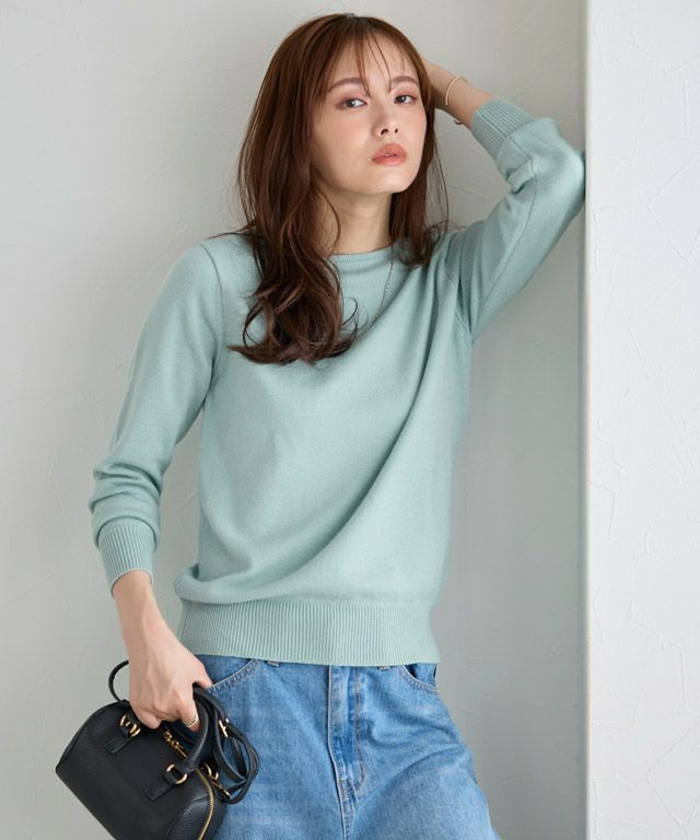 167cm / ブルーミント / ボートネック / M