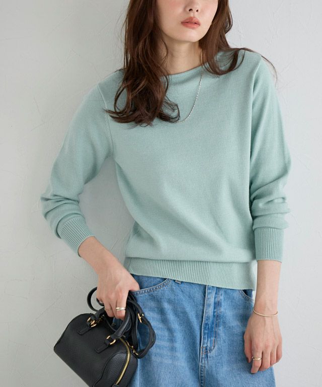167cm / ブルーミント / ボートネック / M