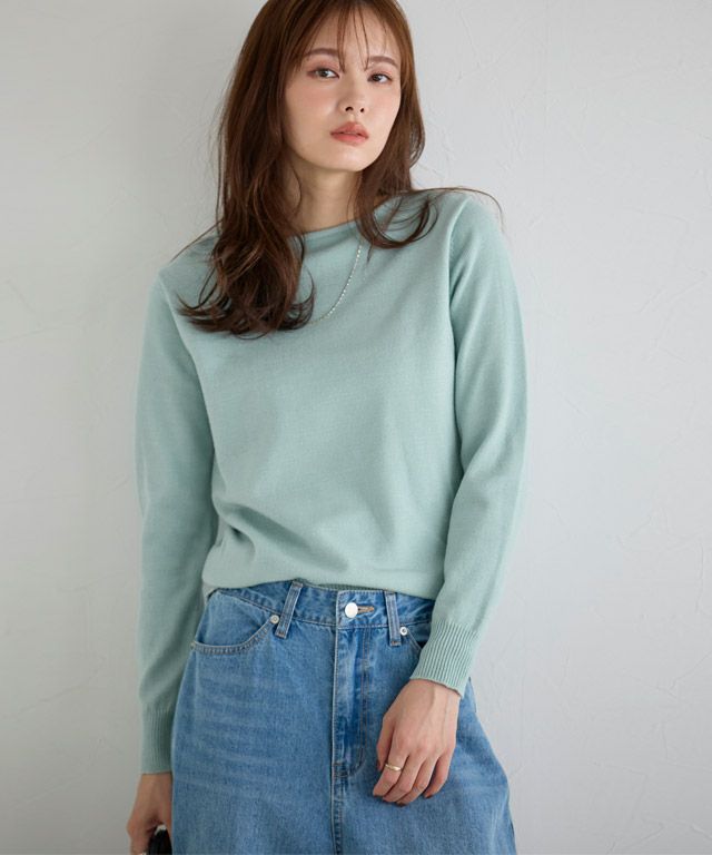 167cm / ブルーミント / ボートネック / M