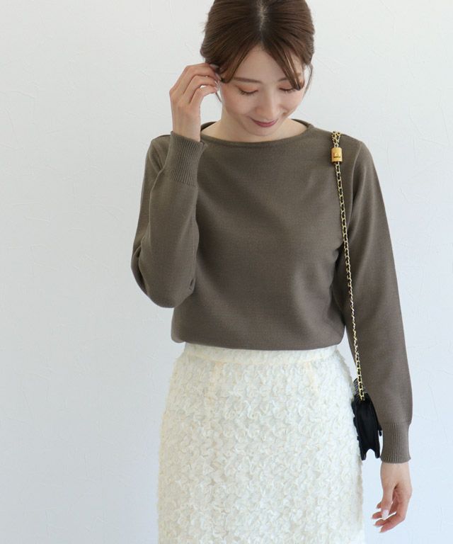 163cm / モカ / ボートネック / M