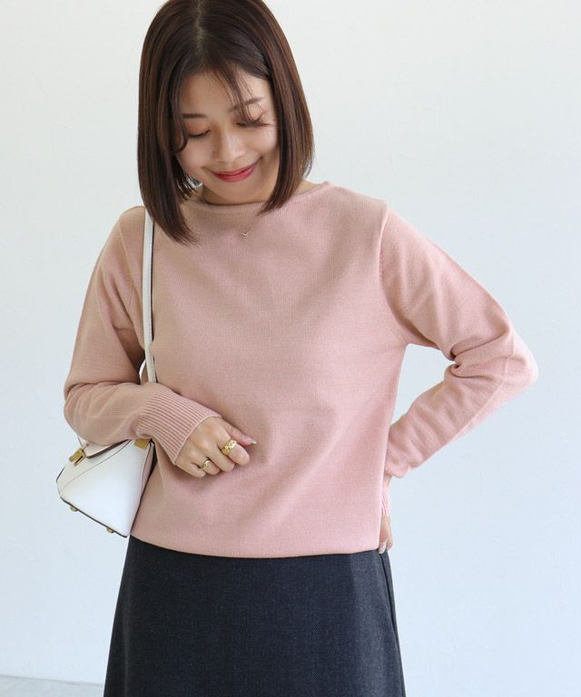 150cm / ピンクベージュ / ボートネック / M