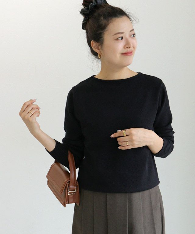 157cm / ブラック / ボートネック / M