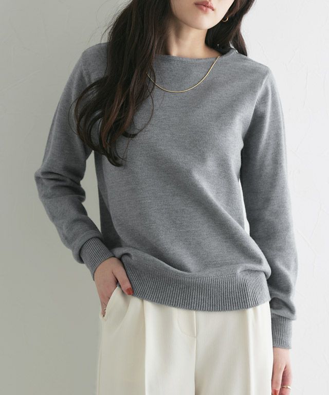 160cm / 杢チャコール / ボートネック / M