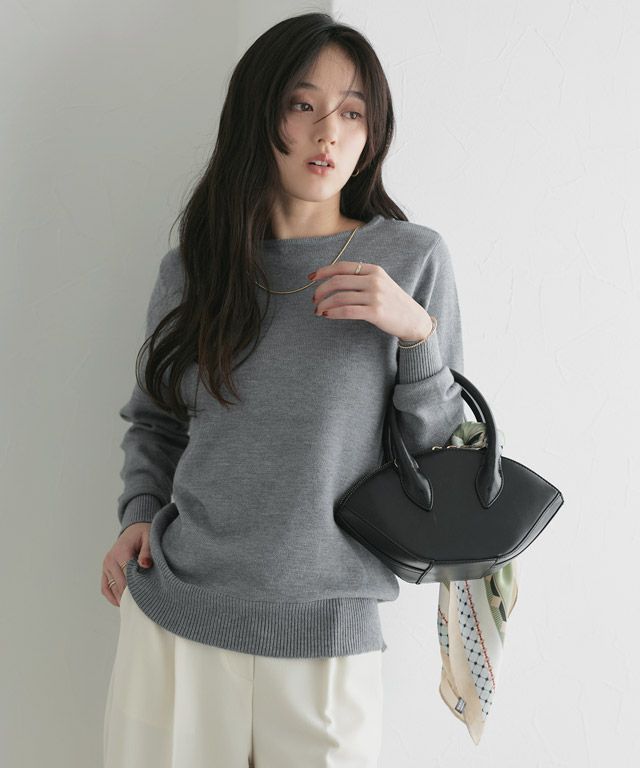 160cm / 杢チャコール / ボートネック / M