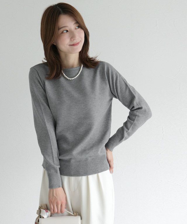 163cm / 杢チャコール / ボートネック / M