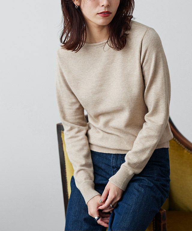 167cm / 杢ベージュ / ボートネック / M