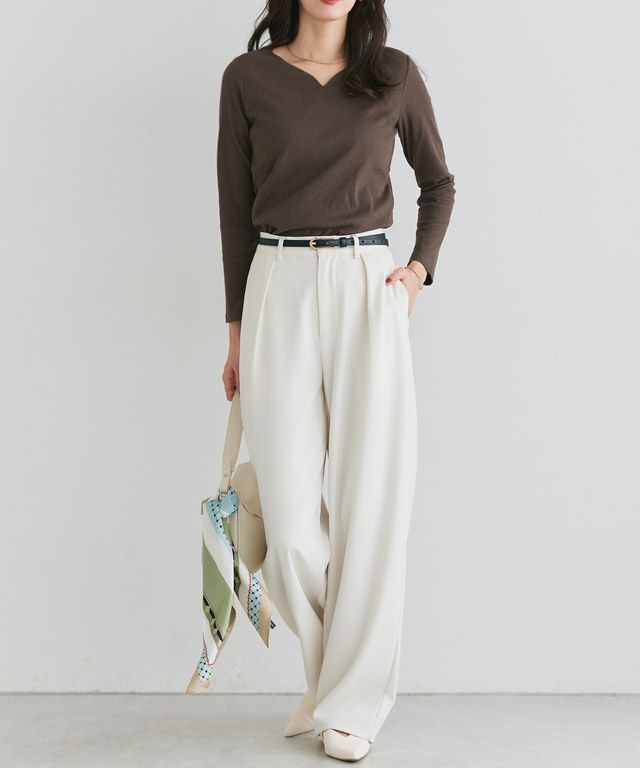 167cm / オフホワイト×ブラック / キーネック / M