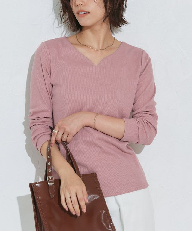 167cm / ライトグレー / キーネック / M