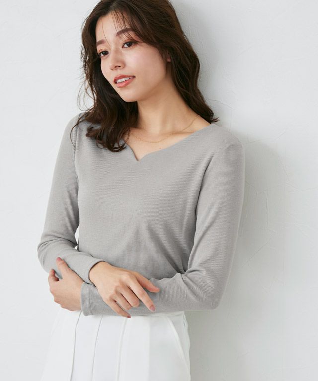 167cm / ライトグレー / キーネック / M