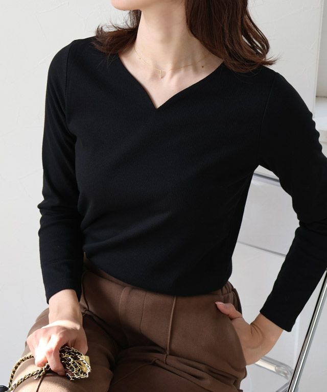 163cm / ブラック / キーネック / M