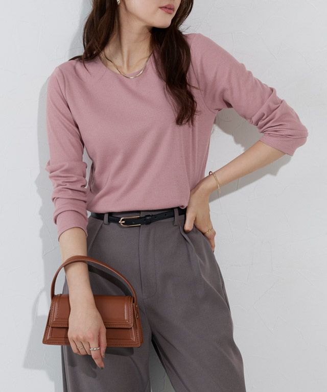 166cm / ダスティーピンク / クルーネック / M