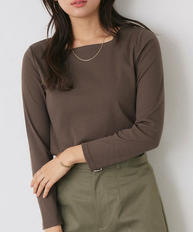 167cm / ライトベージュ / スクエアネック / M