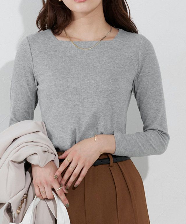 166cm / 杢グレー / スクエアネック / M