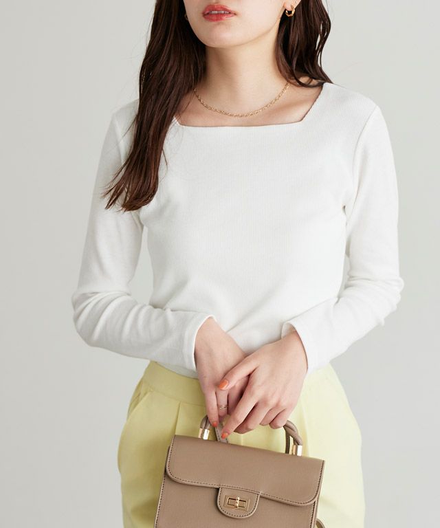 163cm / オフホワイト / スクエアネック / M