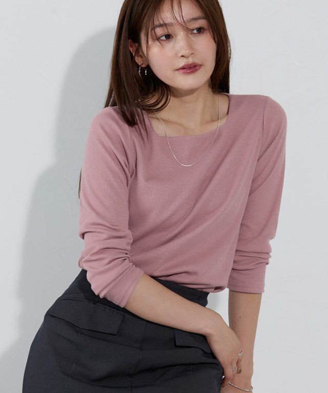 166cm / ダスティーピンク / スクエアネック / M