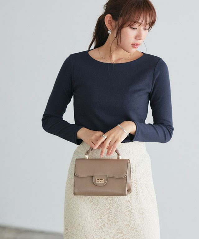 166cm / ネイビー / ボートネック / M