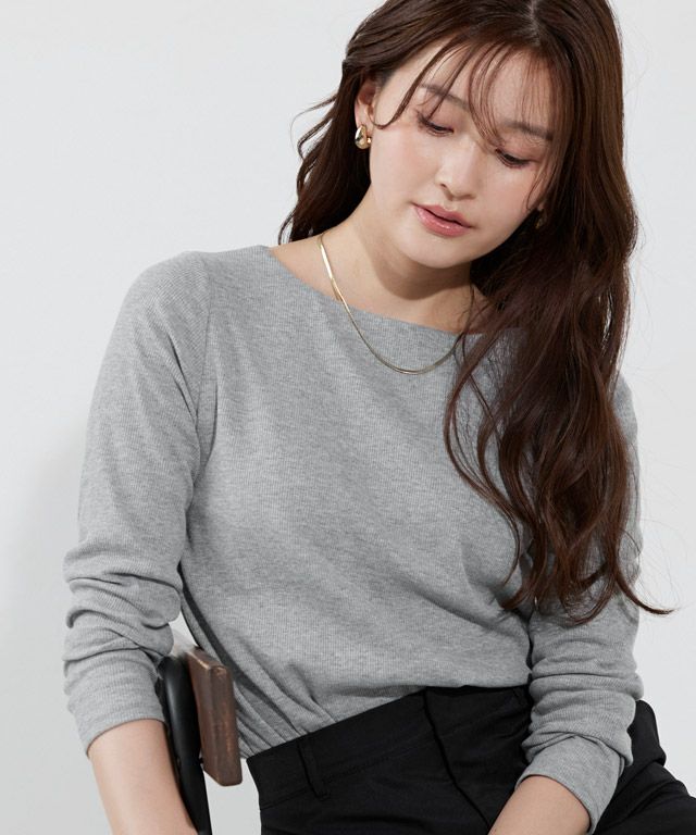 166cm / 杢グレー / ボートネック / M