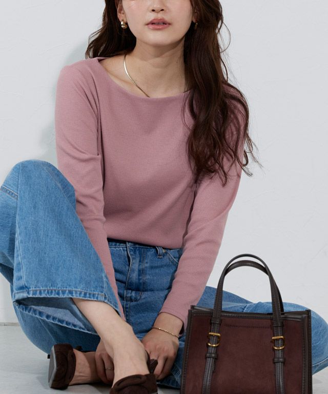 166cm / 杢グレー / ボートネック / M