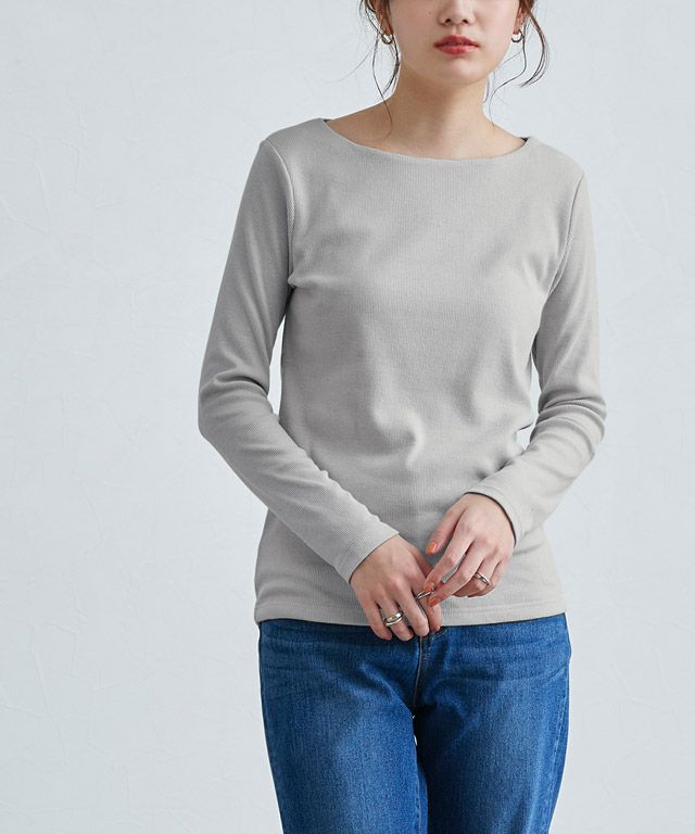 163cm / ライトグレー / ボートネック / M