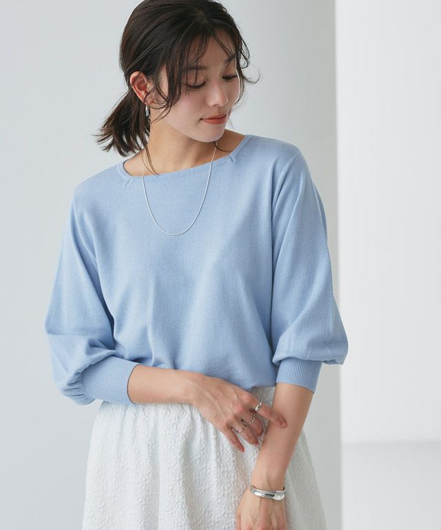 167cm / ライトブルー / スクエアネック / M