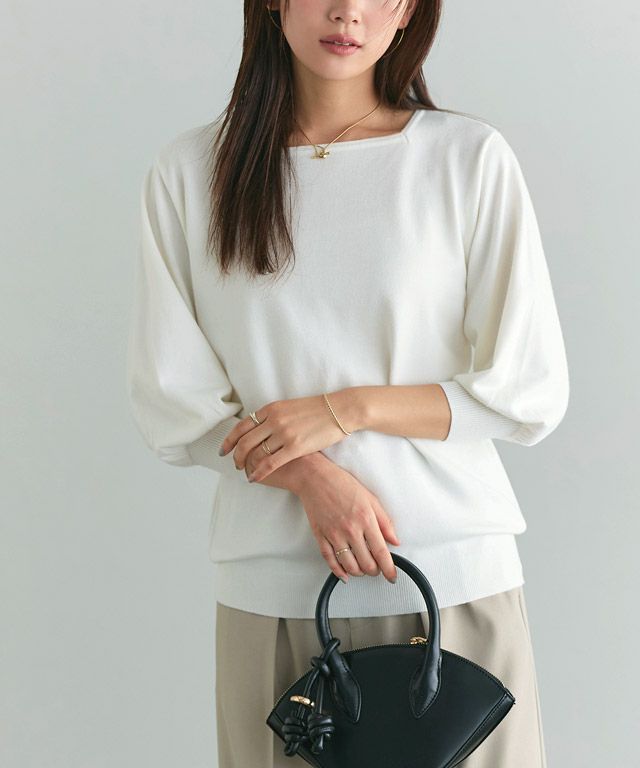 166cm / オフホワイト / スクエアネック / M