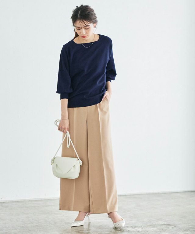 163cm / ネイビー / スクエアネック / M