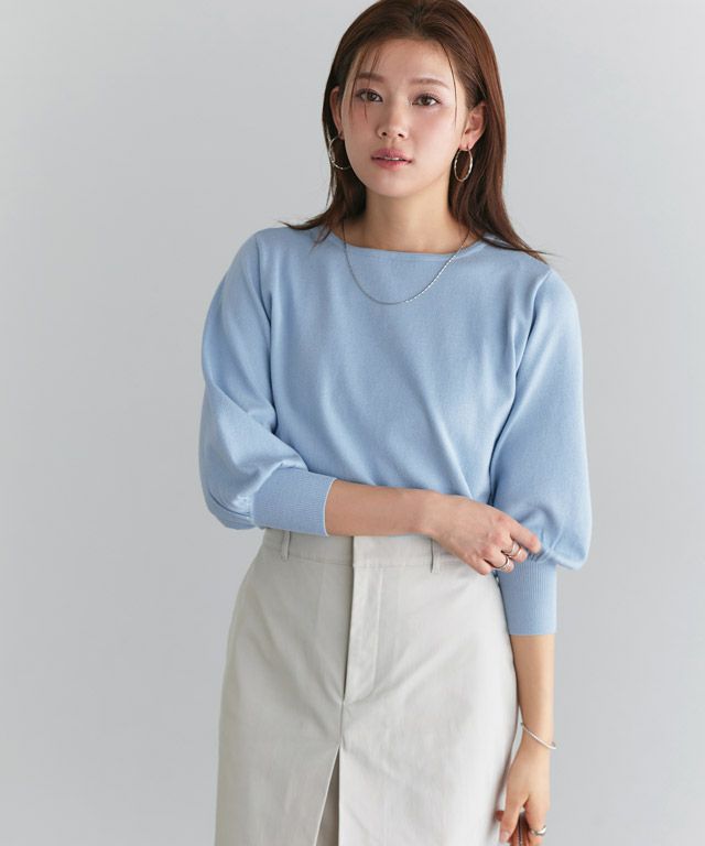 166cm / ライトブルー / ボートネック / M