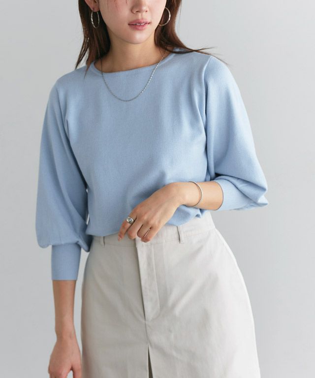 166cm / ライトブルー / ボートネック / M