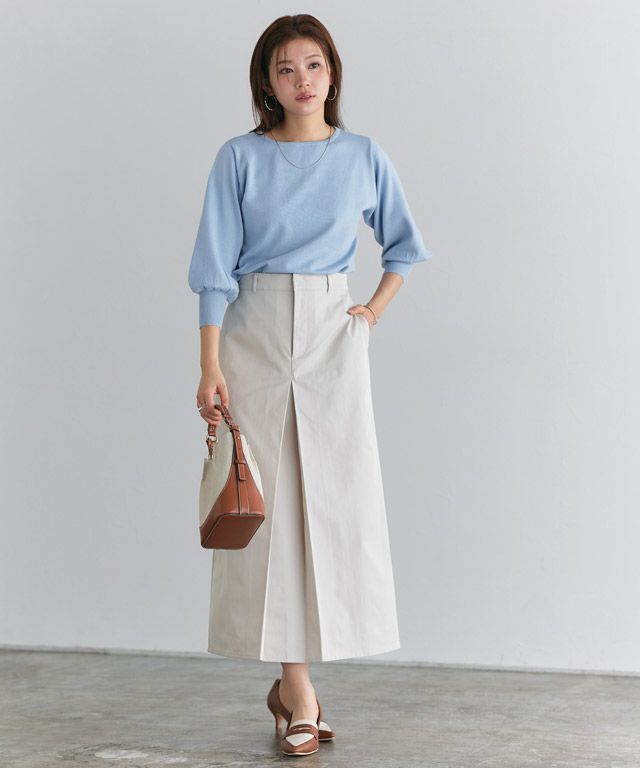 166cm / ライトブルー / ボートネック / M