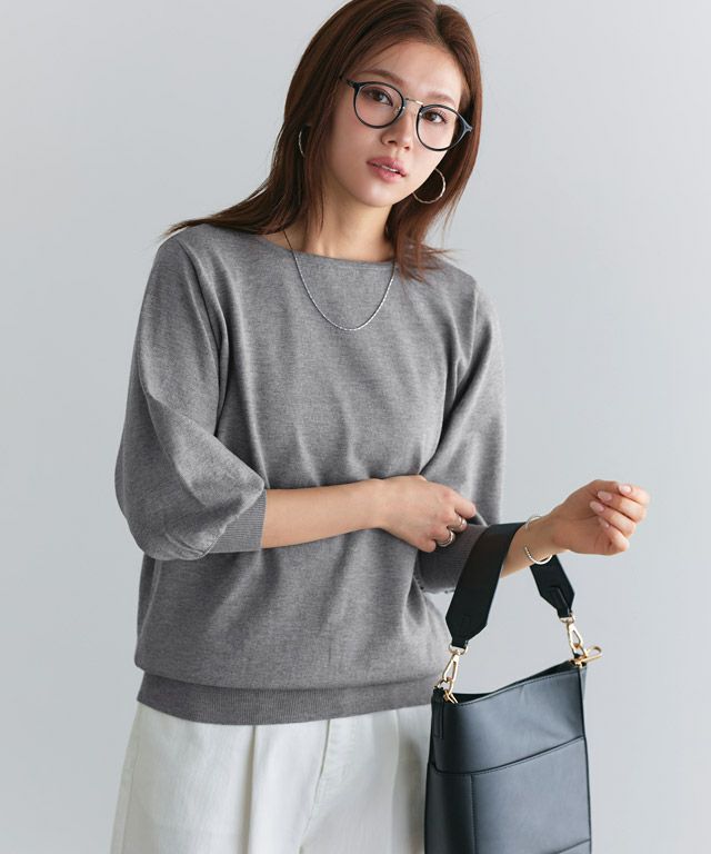 166cm / 杢グレー / ボートネック / M