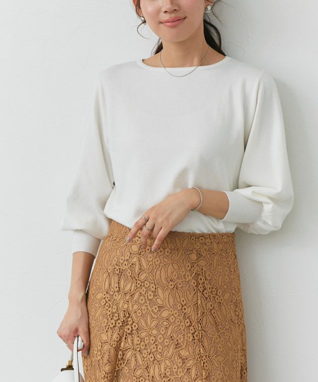 166cm / オフホワイト / ボートネック / M