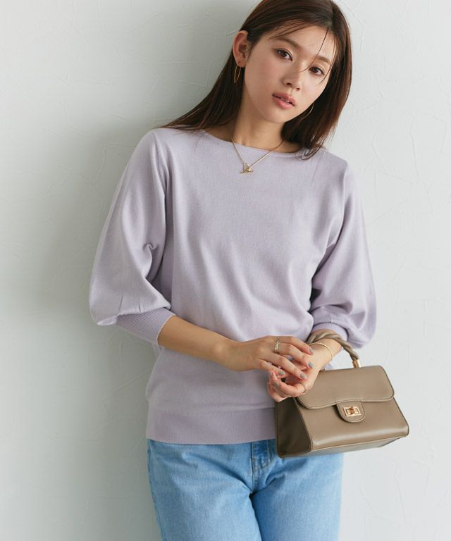 166cm / アイスラベンダーグレー / ボートネック / M