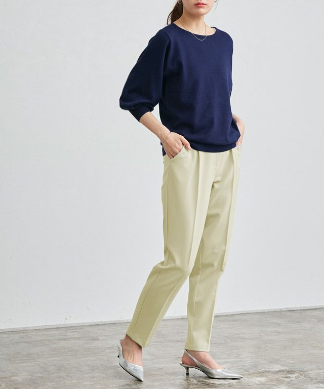 163cm / ネイビー / ボートネック / M