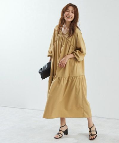【アウトレットSALE！】【スピード配送】パイピングティアードワンピース