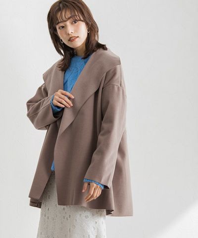 【アウトレットSALE！】オープンカラーショートコート【スピード配送】