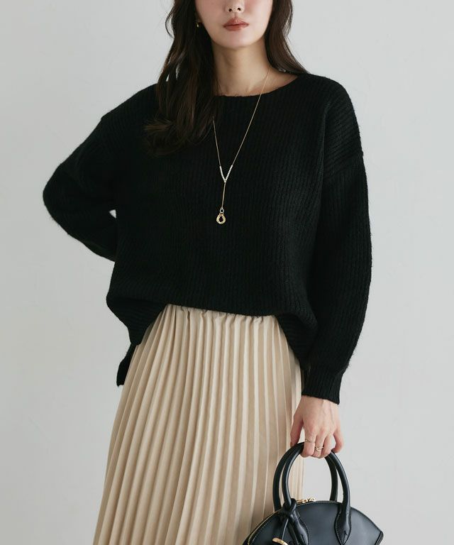 167cm / ブラック / ボートネック / M