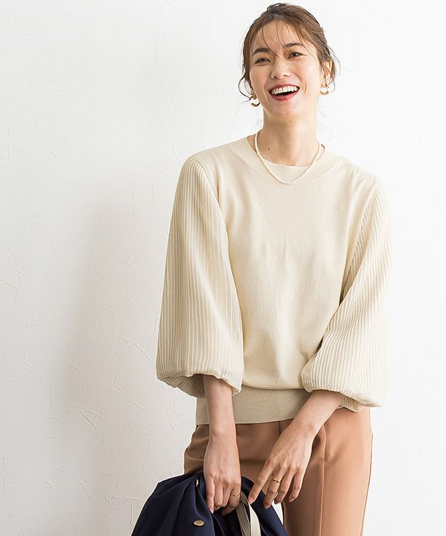 プリーツ袖ニット